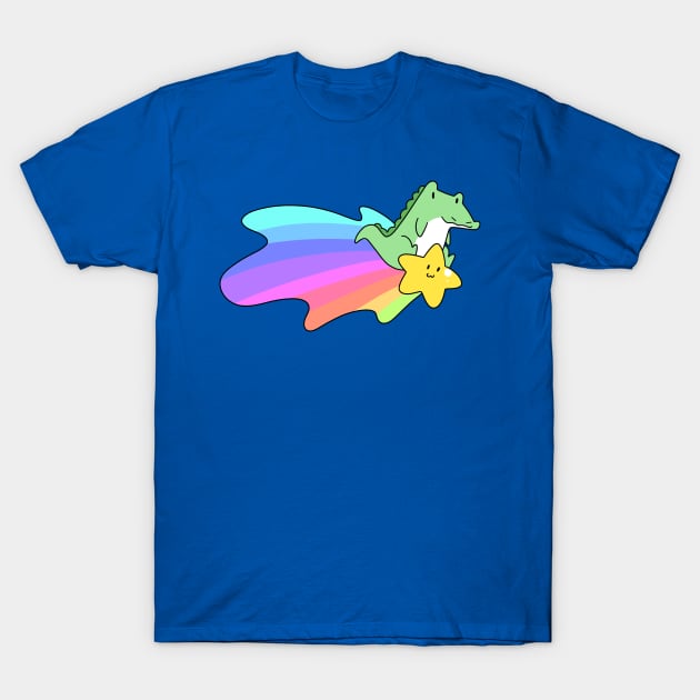 Rainbow Shooting Star Alligator T-Shirt by saradaboru